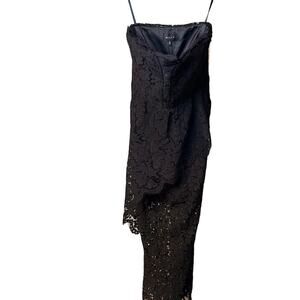 Milly Cascade Black Strapless Lace Gown, NWT, size 10, retail $695